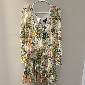 Marchesa Notte Floral Embroidered Dress